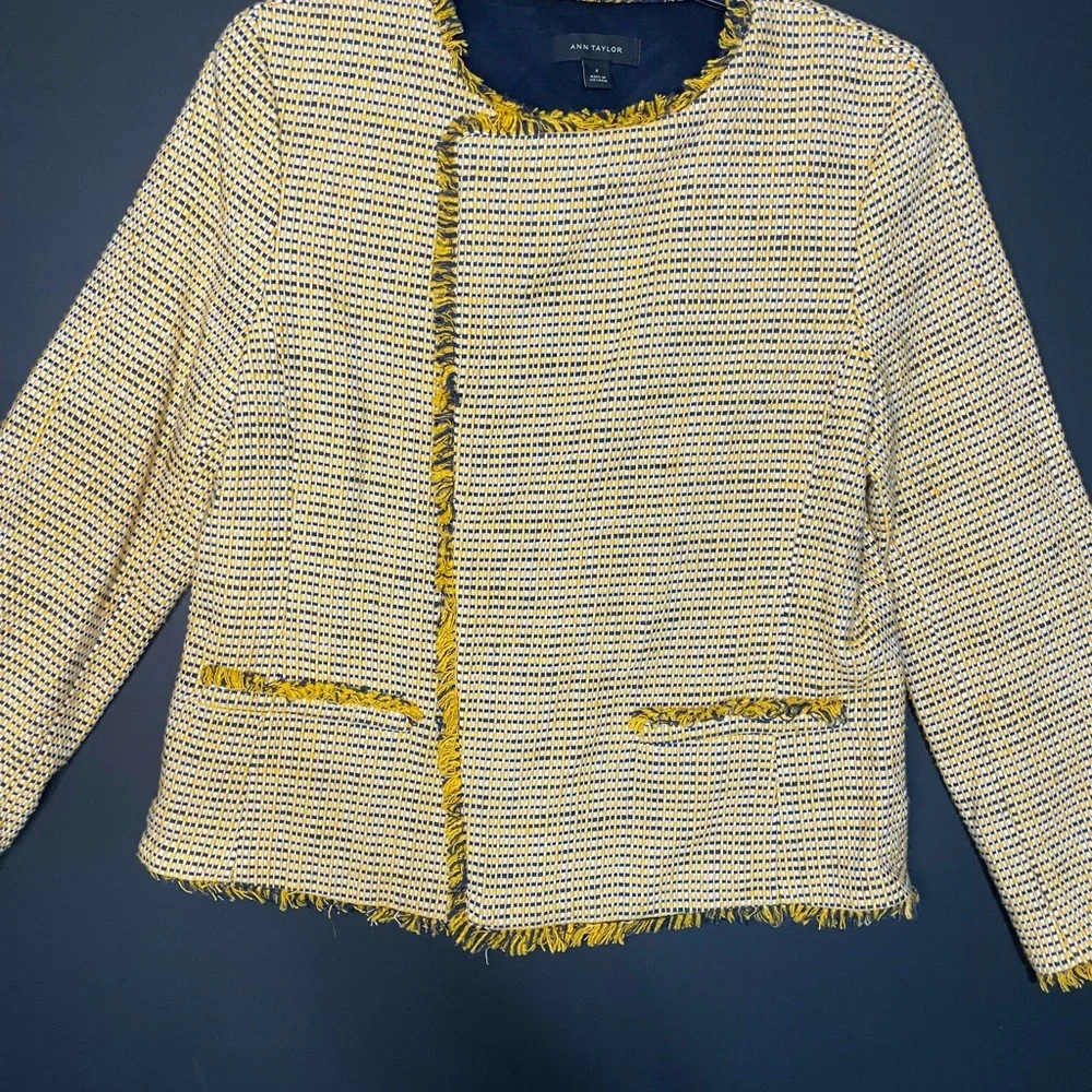 Ann Taylor Yellow and White Tweed Blazer - Picture 6 of 9